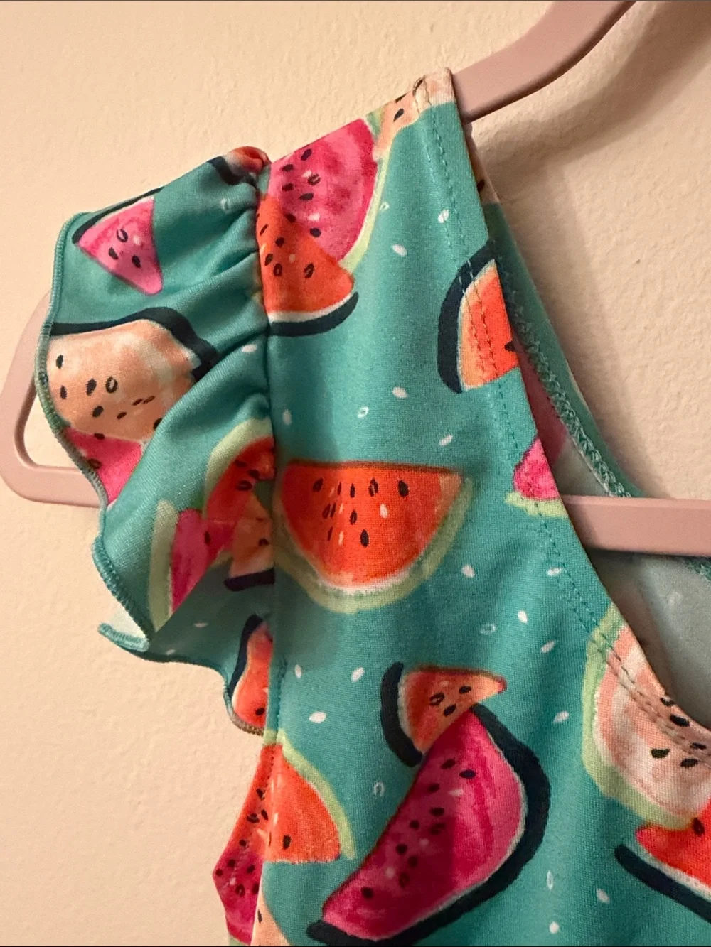 Source Unknown Kids One-Piece Swimsuit - Aqua with Multicolor Watermelon Print